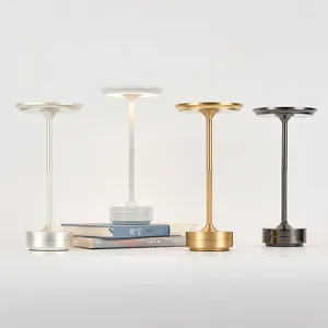 Tafellampen LED Oplaadbaar Bureaulamp Metaal Luxe Bar El Snoerloos USB Bedside Touch Dimming Lezen Nacht