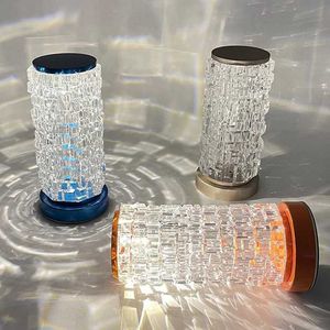 Tafellampen LED Oplaadbare aanraking Elektrodeless Diming Acryl Crystal Bedide Lamp USB Laad Atmosfeer Nachtlicht Touch Diming