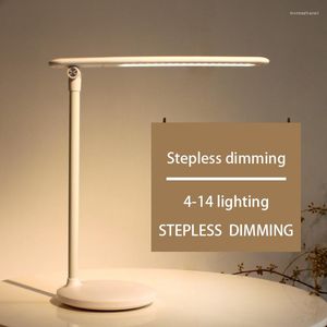 Lampes de table LED Smart Stepless Gradation Lampe de bureau Lecture Protection des yeux Pliable USB Charge Lumière Chambre Dortoir Lampes de chevet
