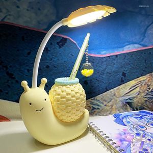 Tafellampen LED Slaklamp Bedroom Bedroom Night Light Kids Desk Studie Kantoor Leeskamer Verlichting Oplaadbaar kerstcadeau