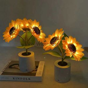 Lampes de table LED tournesol veilleuse USB Rechargeable lampe de nuit chambre chambre décoration fleur lampe de Table atmosphère lumière cadeau d'anniversaire YQ231006