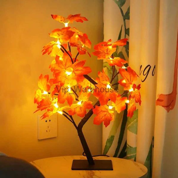 Lámparas de mesa Lámpara de mesa LED, luces de árbol de flores rosas, luz nocturna de hoja de arce de hadas USB para fiesta en casa, Navidad, boda, decoración del dormitorio YQ231006