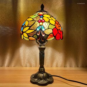 Tafellampen LED Tiffany Desktop Lamp Kleurrijk Glas Nachtkastje Versieren Retro Licht Mozaïek Stained Voor Studie Slaapkamer Bar Cafe Nachtkastje