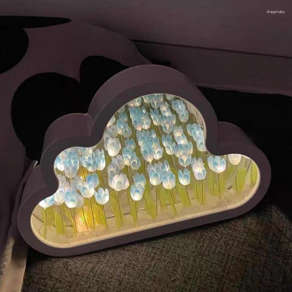 Lampes de table LED lampe tulipe fluorescente ornementale décorative chambre à coucher table de chevet ornements de bureau pour fille couple enfants