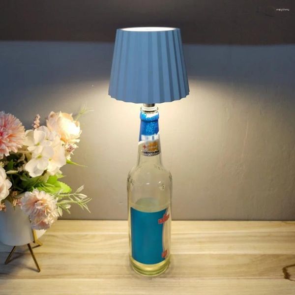 Lámparas de mesa LED Lámpara de botella de vino Touch Dimming Bar Portátil Inalámbrico Metal Luz de noche USB Recargable Decoración de comedor
