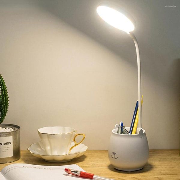 Lámparas de mesa Led con Usb táctil regulable soporte escritorio luz lectura lámpara moderna Flexible estudio pluma titular