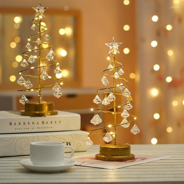 Lampes de table Led en fer forgé veilleuse cristal arbre de noël pentagramme petite lampe cadeau d'anniversaire applicable à: chambre lit