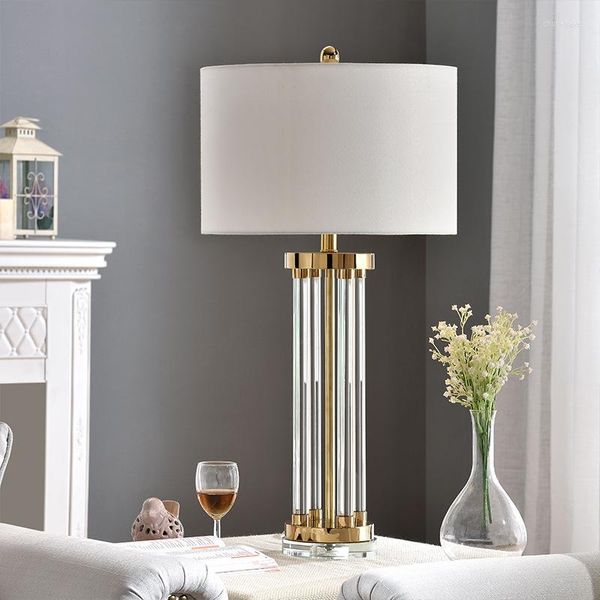 Lampes de table Salon Lampe de chevet Modèle créatif Pure Gold Crystal Postmodern Chambre El Hall Bureau