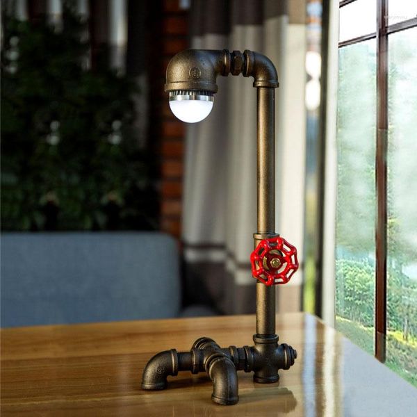 Lampes de table Loft rétro Lustre vent industriel créatif conduite d'eau lampe de bureau chambre chevet étude Led