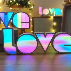 Tafellampen Liefde Neon Verlichting Letter LOVE LED Brief Teken Nachtlampje Marquee Tafellamp Lantaarns Nachtlampje Voor Kerst Bruiloft Decoratie YQ231006