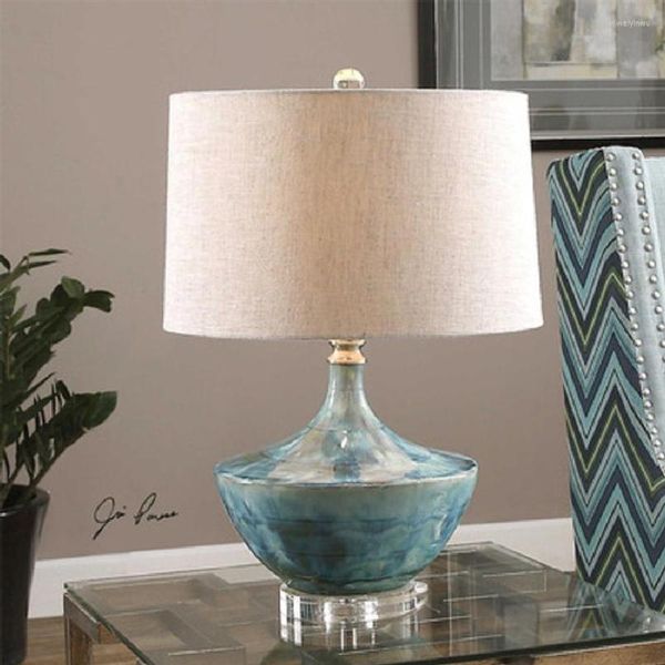 Lampes de table Lukloy American Ceramic Lamp Living Room Bedroom Bedside LED moderne LED DÉCURATION DINATURE
