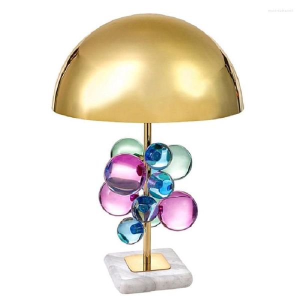 Lampes de table LukLoy post-moderne cristal lampe à LED pour chambre chevet luxe salon or métal marbre lumière