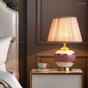 Tafellampen Luxe Post Moderne Gouden Ceremic Bedlampje Voor Slaapkamer Woonkamer Europese Woondecoratie