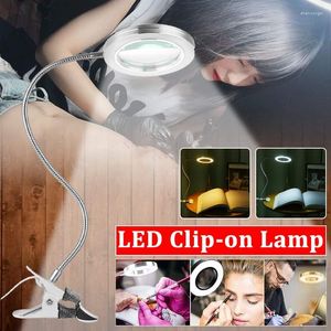 Lampes de table loupe ongles beauté lumière tatouage pince USB lampe Flexo LED bureau étudiant livre lumières étude lecture