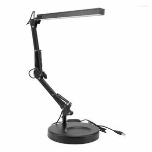 Lampes de table Lampe loupe Lumière LED 3 modes de couleur Luminosité réglable Bras oscillant pour la lecture de travail