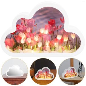 Tafellampen materiaalpakket handgemaakt diy wolken tulpen spiegel decor lichtgevende ornamenten lamp plastic decoratief