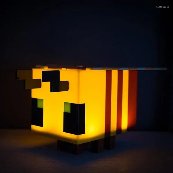 Lámparas de mesa MC Juego LED Toy Creative Diy Modelo de abeja recargable Sala de luz nocturna Ambiente luminosa para el regalo infantil