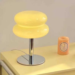 Lámparas de mesa Medieval Crema de vidrio Huevo Tarta Seta Lámpara de mesa Dormitorio Estudio de cabecera Decoración para el hogar Macaron Escritorio Luz Ins Atmospher Luces nocturnas G230522