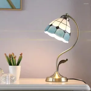 Lampes de table méditerranéenne créative rétro verre nostalgique rural interrupteur tactile intérieur E27 lampe à LED pour chevetfoyerstudio YS005