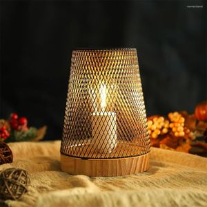 Lampes de table en métal Cage lampe forme ronde LED lanterne à piles sans fil chevet pour mariages fête décor à la maison