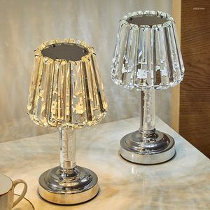 Lampes de table en métal LED cristal lampe Mordern Bar bureau 3 couleurs gradation lecture Rechargeable sans fil veilleuse pour la décoration intérieure