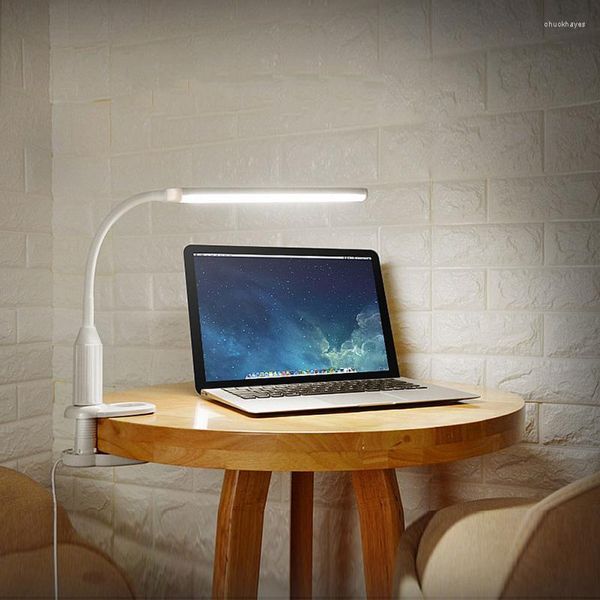 Lámparas de mesa Mini lámpara de escritorio con clip LED USB Touch Swith Luz de lectura flexible Proteger la vista