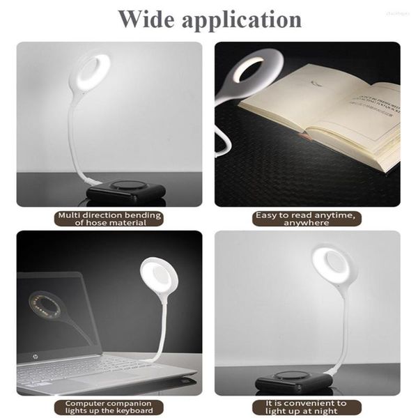 Lámparas de mesa Mini LED Lámpara de escritorio 3 modos USB portátil Control de voz inteligente Luz protectora de ojos Luz nocturna