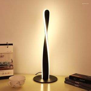 Tafellampen Minimalistisch LED Strip Spiral Lamp Moderne mode Touch Dims Slaapkamer Bedide Leren om Desktop Light Home te lezen