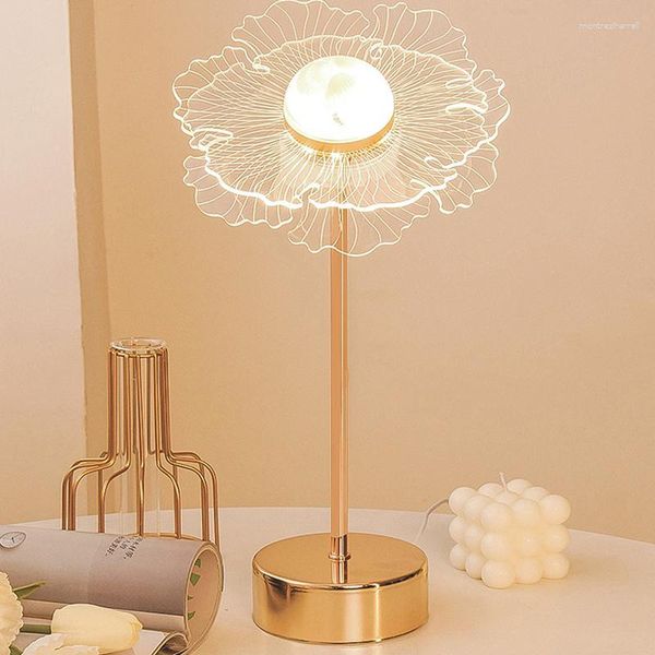 Lampes de table moderne acrylique lampe à LED or papillon bureau El Art décor lumière salon chevet veilleuses
