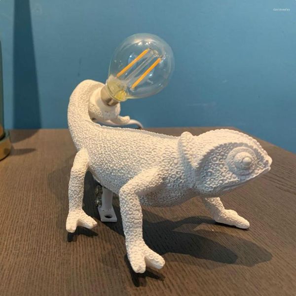 Lampes de table Art moderne lézard veilleuse enfants mignon LED résine Animal caméléon lampe chambre salon maison déco luminaires