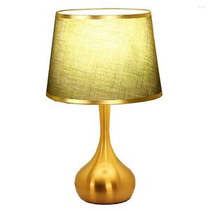 Lámparas de mesa Dormitorio moderno Luces de cabecera Sala de estar Lámpara con base de metal dorado Pantalla de tela verde Accesorios de iluminación de escritorio