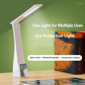 Lampes de table d'affaires modernes Led lampe de bureau tactile réglable pliable avec affichage de la température double réveil lampe de lecture