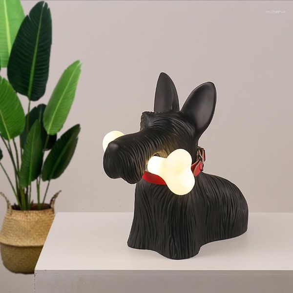 Lampes de table chambre d'enfants moderne noir/blanc chien lampe de bureau pour chambre chevet enfant décoration nordique Animal veilleuse