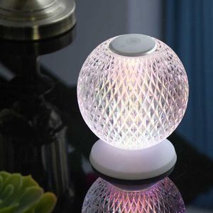 Tafellampen moderne draadloze kristallen tafellamp led luxe decoratie kristallen bal aanraaklamp slaapkamer bedelkast tafellamp draadloos opladen