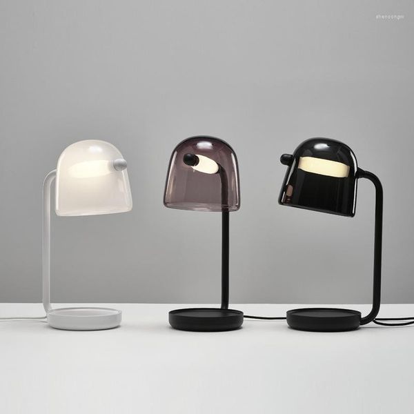 Lampes de table moderne créatif lampe de bureau nordique fumée gris verre salon étude chambre chevet lumière LED lit côté éclairage