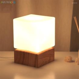 Lampes de table modernes créatives en verre lumières en bois massif LED bureau pour salon chambre chevet intérieur luminaire décoration