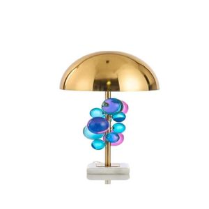 Tafellampen modern kristallen bol marmeren lamp met gekleurd LED -licht - creatief kunst bureau armatuur voor huisdecorle leesslaapkamer unik dhjlc