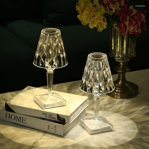 Lampes de table moderne cristal luminaire diamant chevet Restaurant Bar décoration clair luxe liseuses Usb charge petit