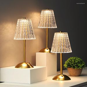Lampes de table lampe en cristal moderne or salon chambre El sans fil Dimmable bureau lumière chevet Rechargeable sans fil