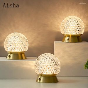 Lampes de table lampe en cristal moderne sans fil rétro bureau industriel Luminaria détection tactile luxe décoratif pour chambre à coucher