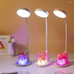 Tafellampen Moderne Kristallen Zoutsteenlamp RGB Dimbaar Nachtlampje Oplaadbare Negatieve Ionen Oogbescherming