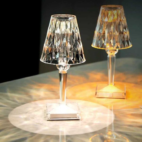 Lampes de table Lampe de table moderne en diamant Bar Light Portable Touch Chambre Éclairage fantaisie R231114