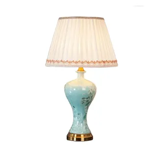 Lampes de table modernes européen bleu en céramique lit lampe de chambre à coucher de chambre à coucher de chambre à coucher de chevet.