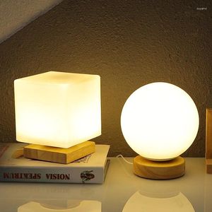 Tafellampen moderne glazen lamp slaapkamer bedram noridc houten basis verlichting woonkamer studeert huis decor stand indoor verlichting