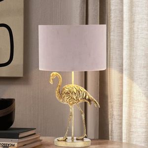 Tafellampen Moderne Gouden Flamingo Voor Slaapkamer Hars Dier Bureaulamp Woonkamer Decoratie Nachtkastje El Nachtverlichting Home Decor