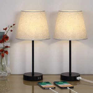 Tafellampen moderne lamp met dubbele USB-laadpoorten bureau 3-weg dimbaar 41 cm tafellampje voor woonkamer slaapkamer