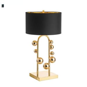 Lampes de table Moderne LED Tout Cuivre Lampe De Luxe Lumières Dorées Éclairage Tissu Abat-Jour Salon Chambre Chevet Luminaires