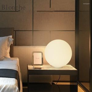 Lampes de table Lampe de bureau boule LED moderne 15cm 20cm 25cm Globe lait blanc rond verre ombre Dioscuri Parete Soffitto