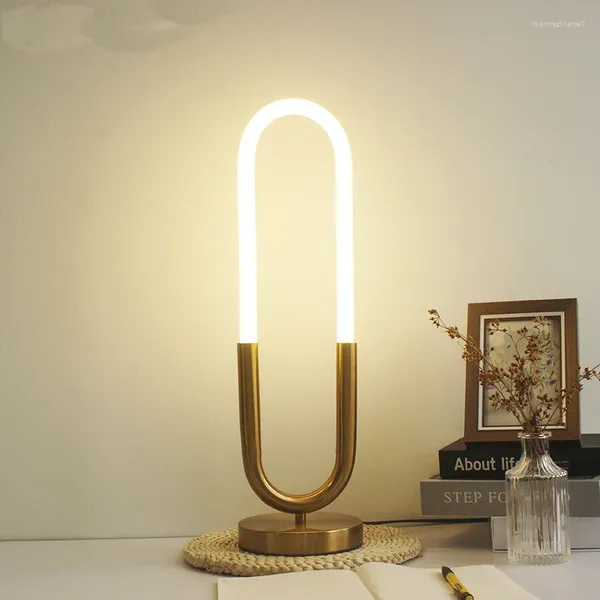 Lampes de table LED moderne chevet lecture lampe de bureau chambre El décoration de la maison blanc en forme de U tube de silicone luminaire