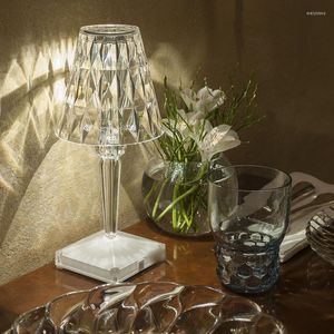 Lampes de table moderne LED lampe en cristal Design italien Rechargeable bureau salon chambre lampes de chevet Bar café décor éclairage